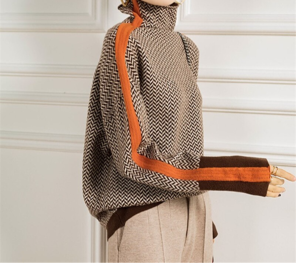 Éléonore | Luxus Rollkragenpullover in Chevron