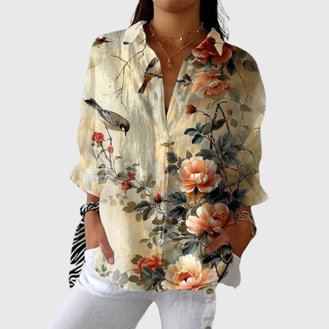 Helle und farbenfrohe bedruckte Bluse