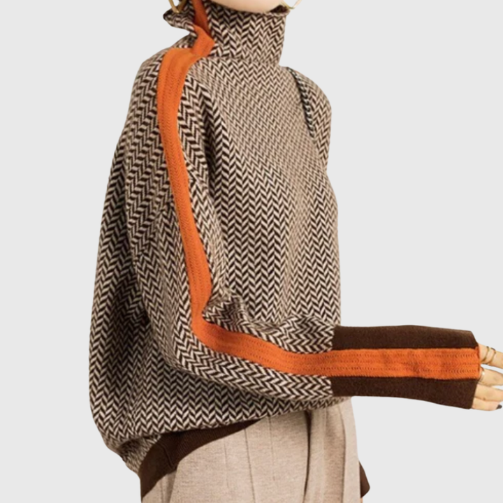 Éléonore | Luxus Rollkragenpullover in Chevron