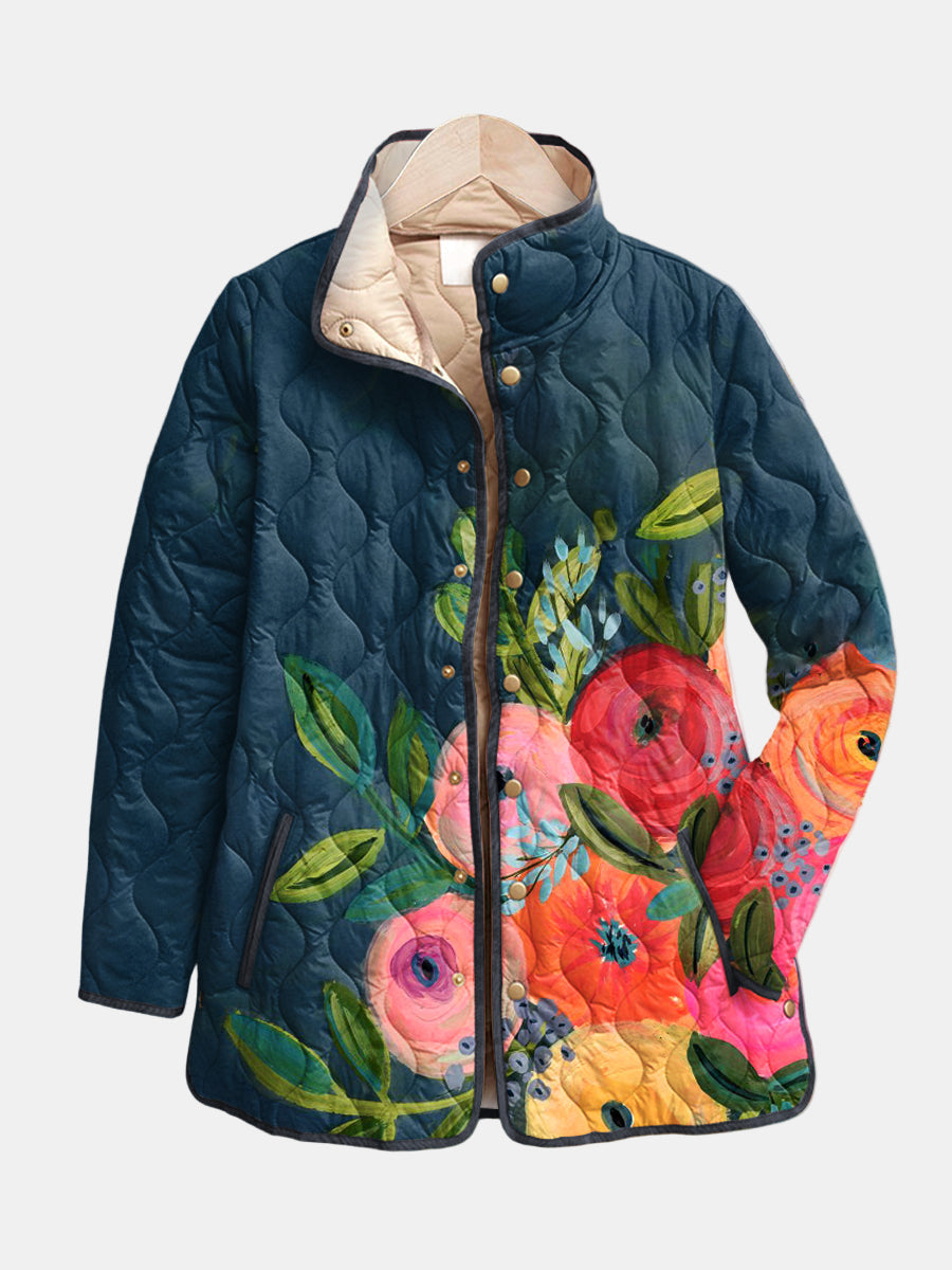 Amaya | Vintage Blumendruck Steppjacke