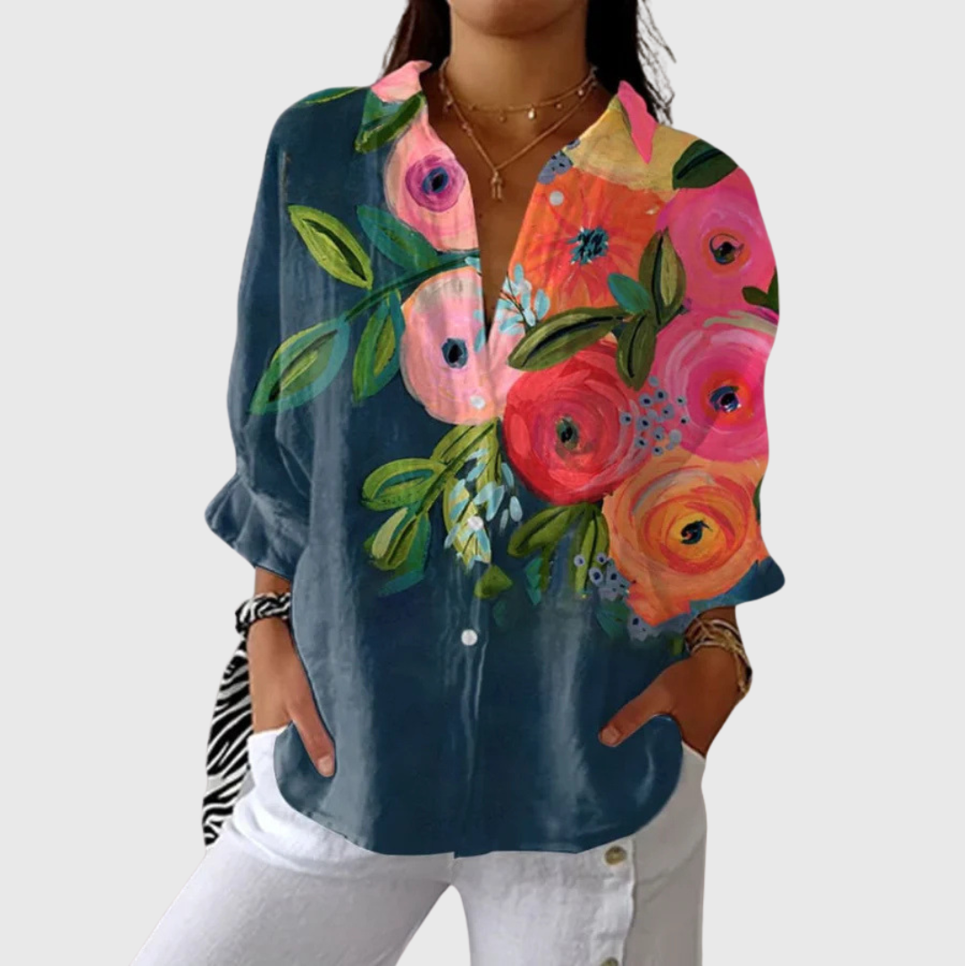 Helle und farbenfrohe bedruckte Bluse