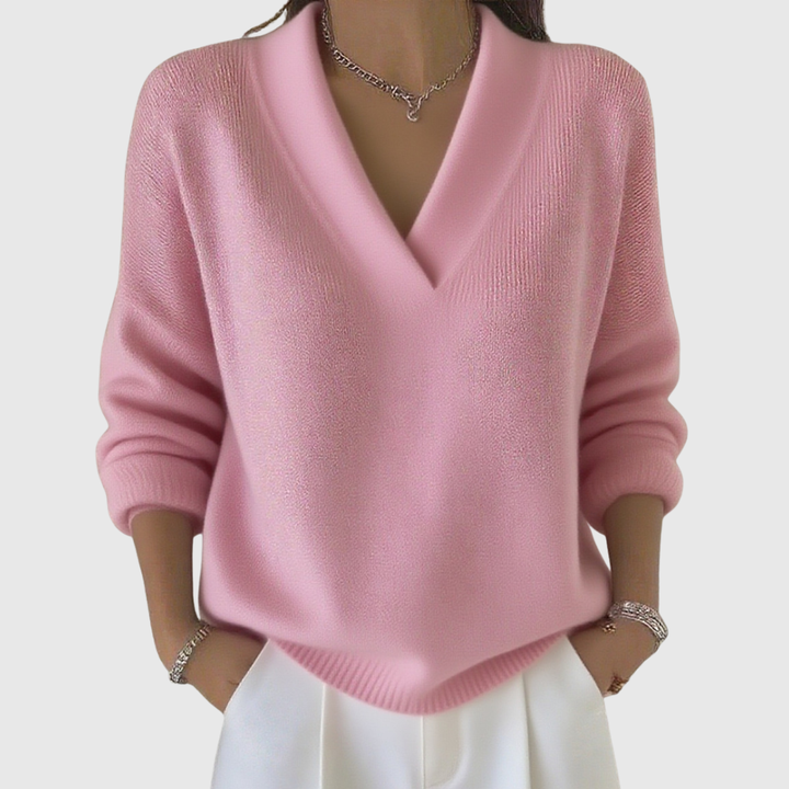 Faye | Weicher V-Ausschnitt Pullover im Relaxed Fit