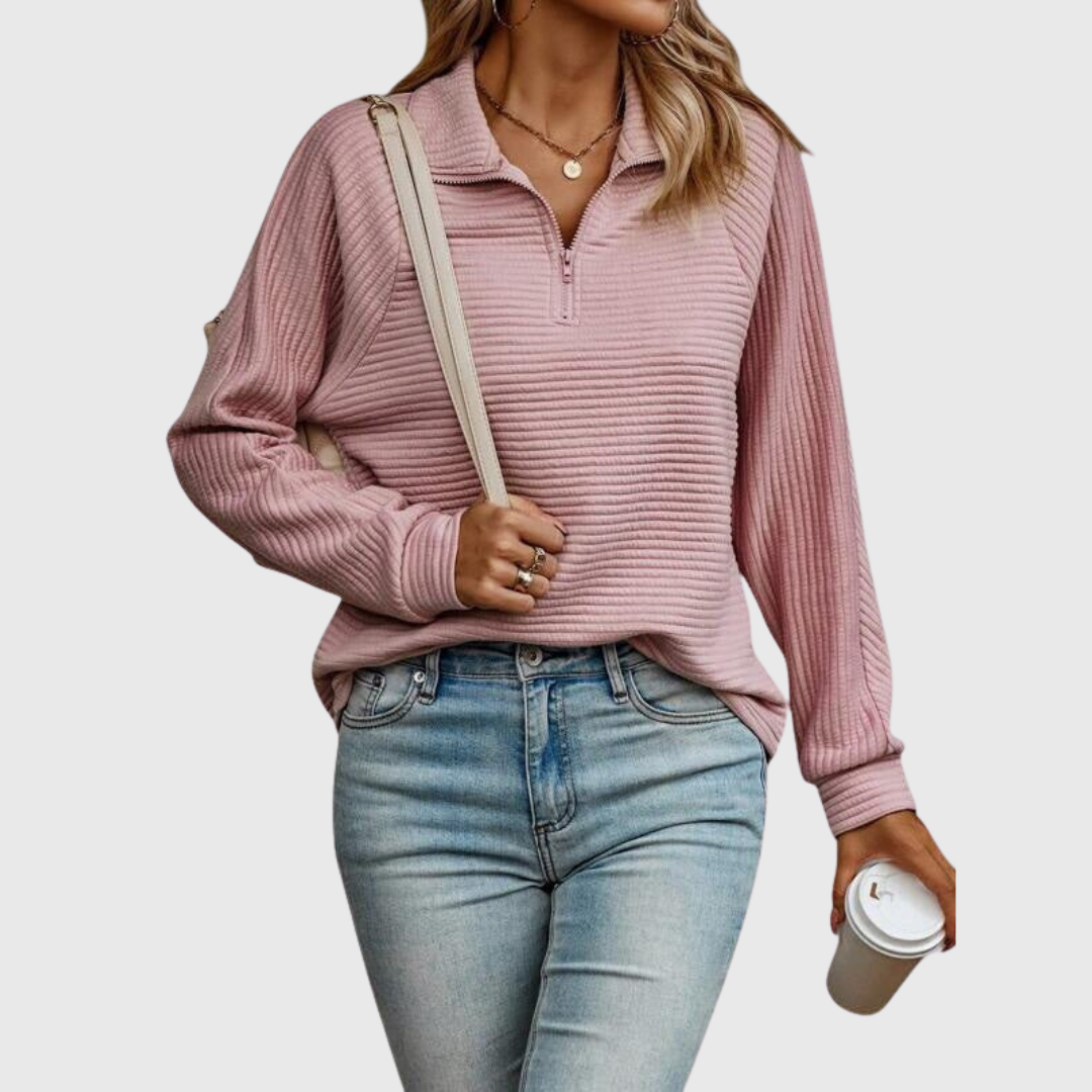 Christine | Eleganter Pullover mit halbem Reissverschluss