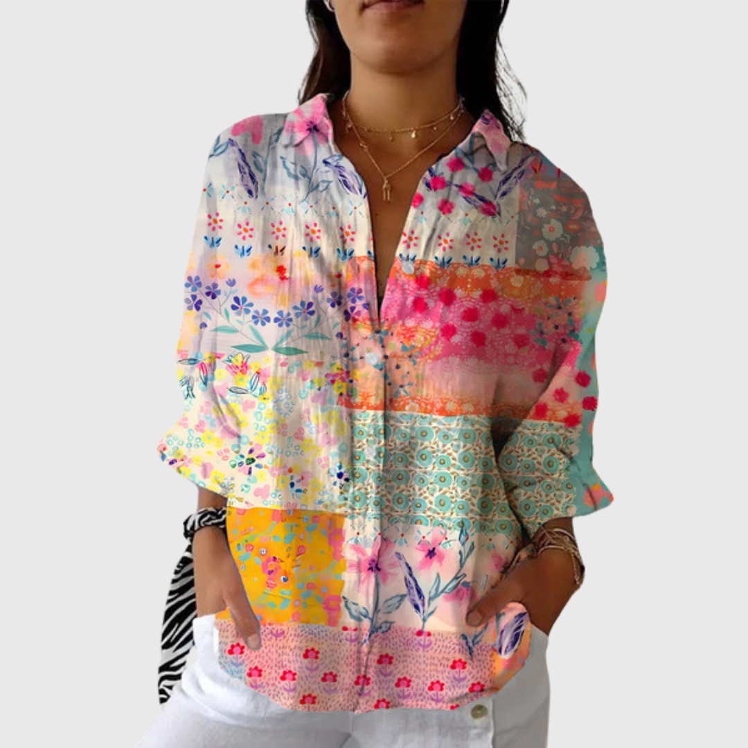 Helle und farbenfrohe Druckbluse