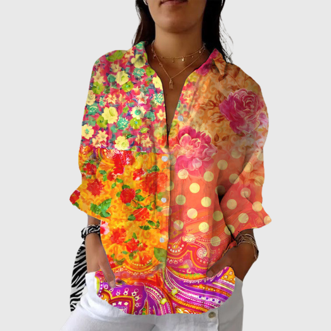 Leichte und farbenfrohe bedruckte Bluse