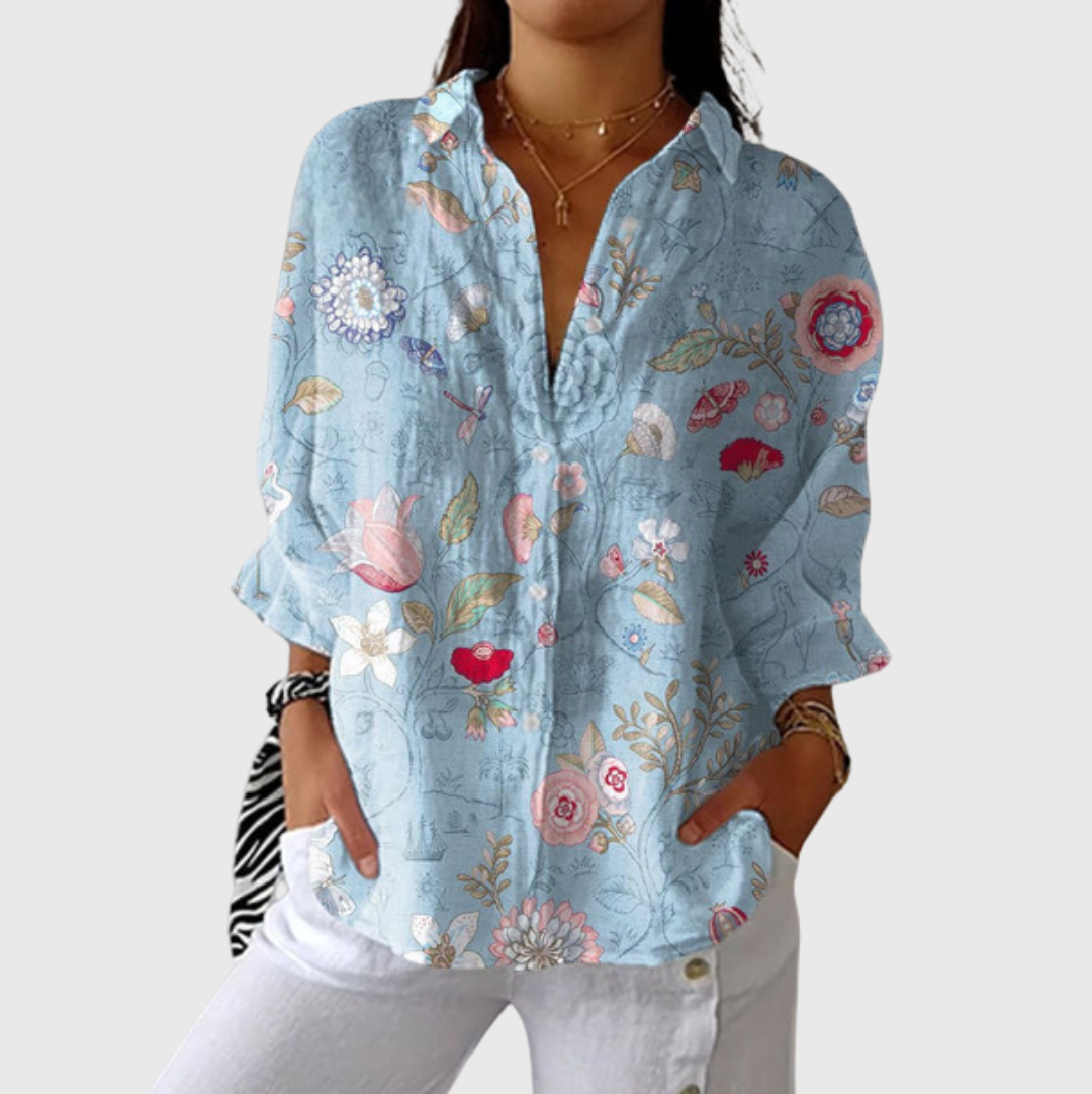 Helle und farbenfrohe Blumenbluse
