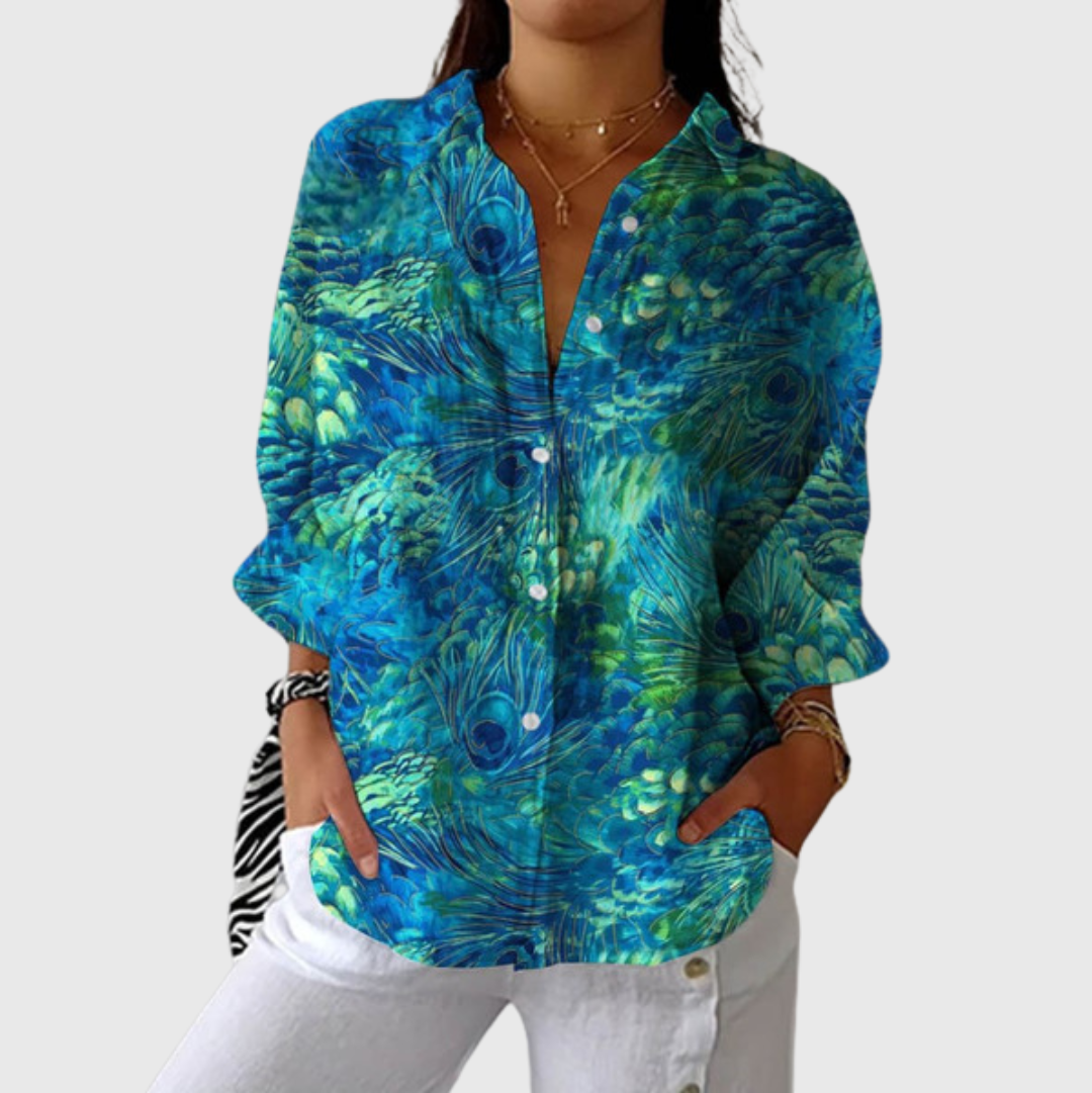 Leichte und farbenfrohe bedruckte Bluse