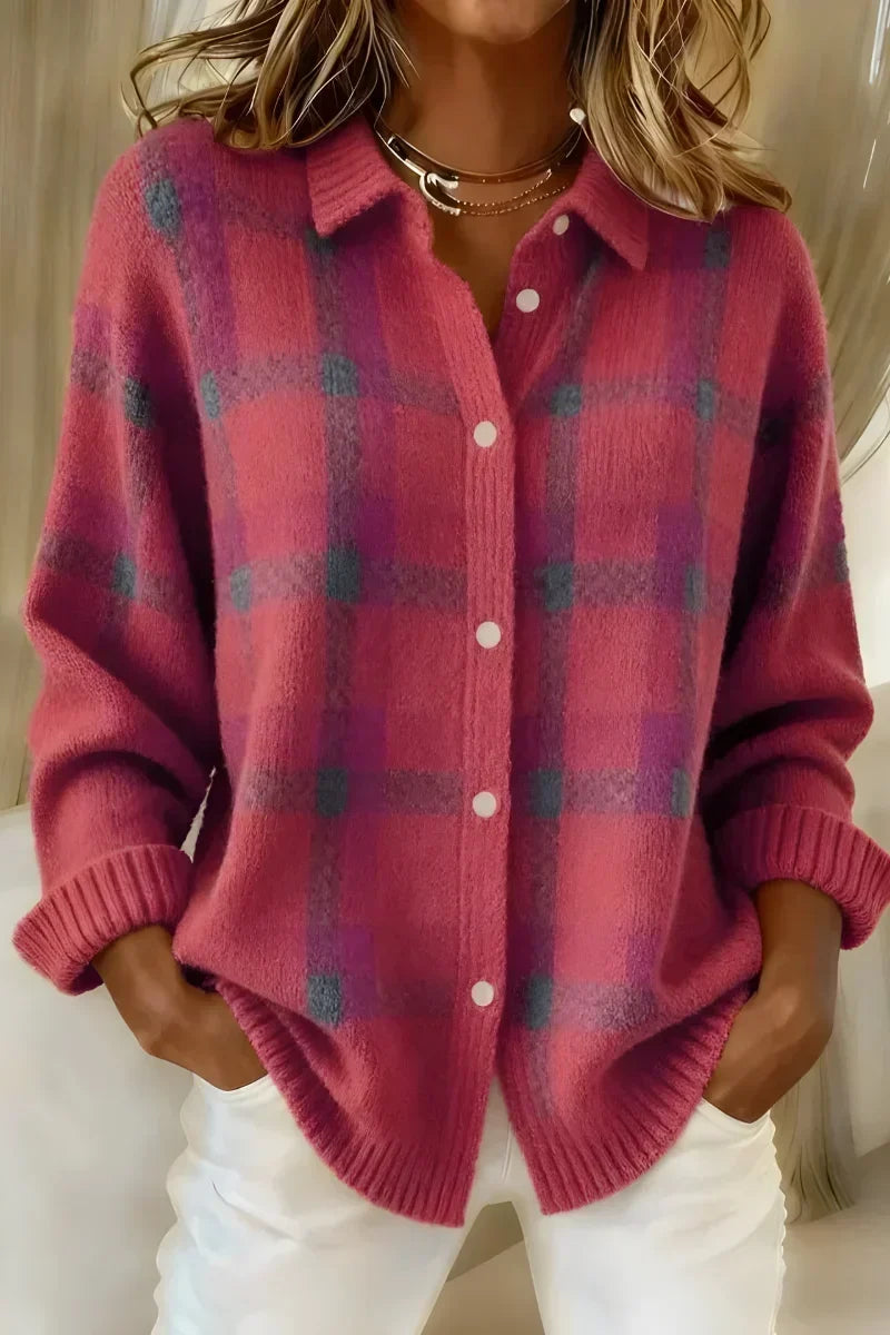 Ashley™ | Klassischer Karomuster-Cardigan mit Kragen