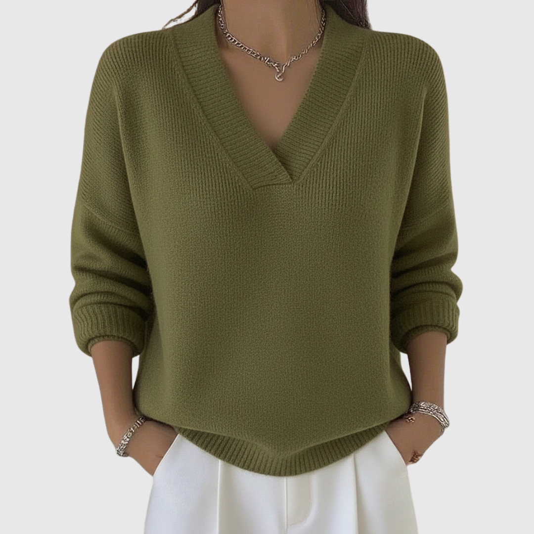 Faye | Weicher V-Ausschnitt Pullover im Relaxed Fit