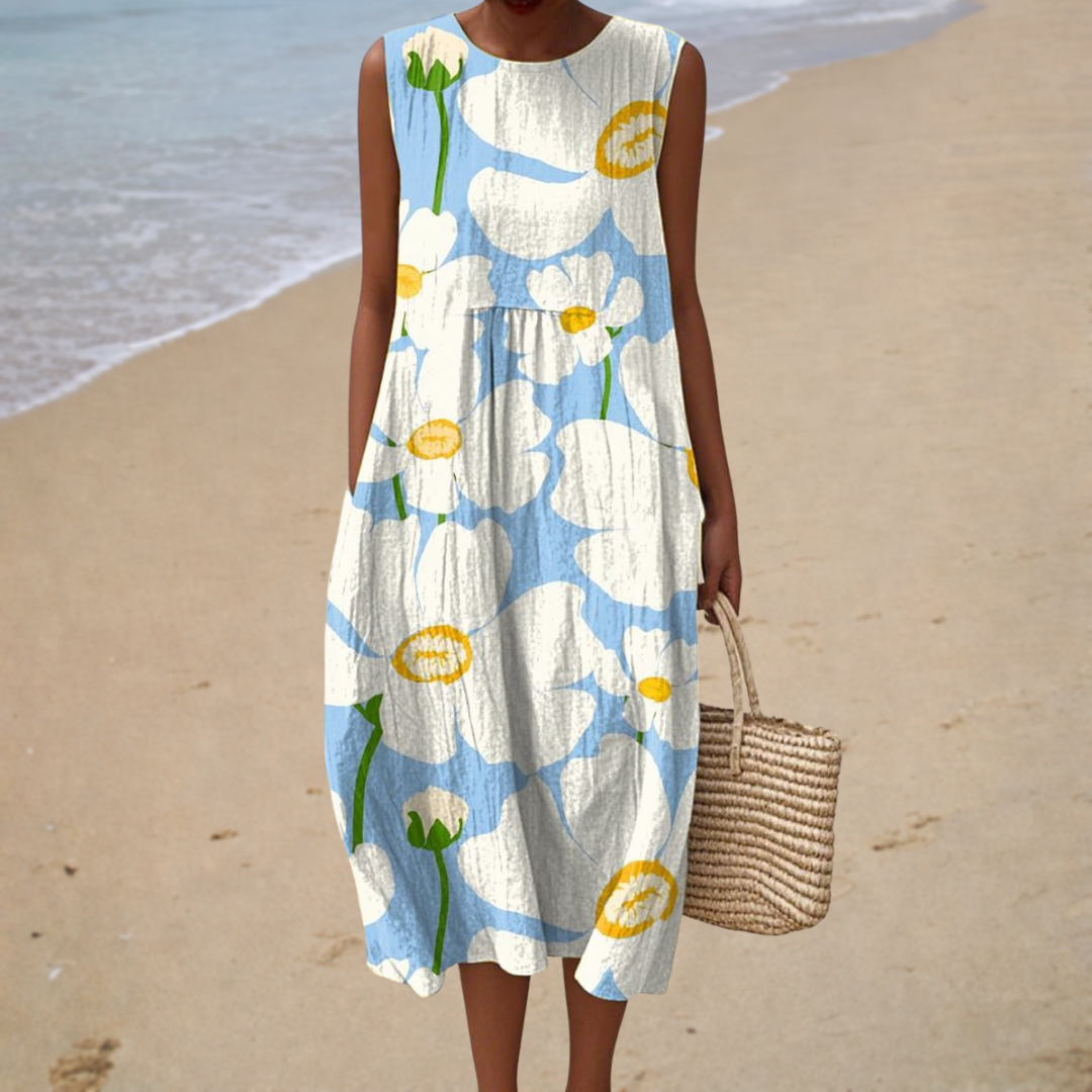Bequemes Sommerkleid ohne Ärmel