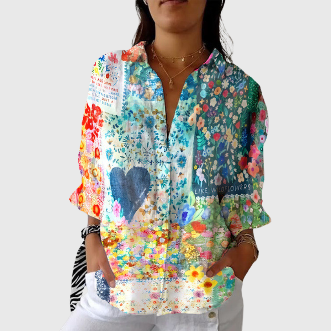 Leichte und farbenfrohe bedruckte Bluse