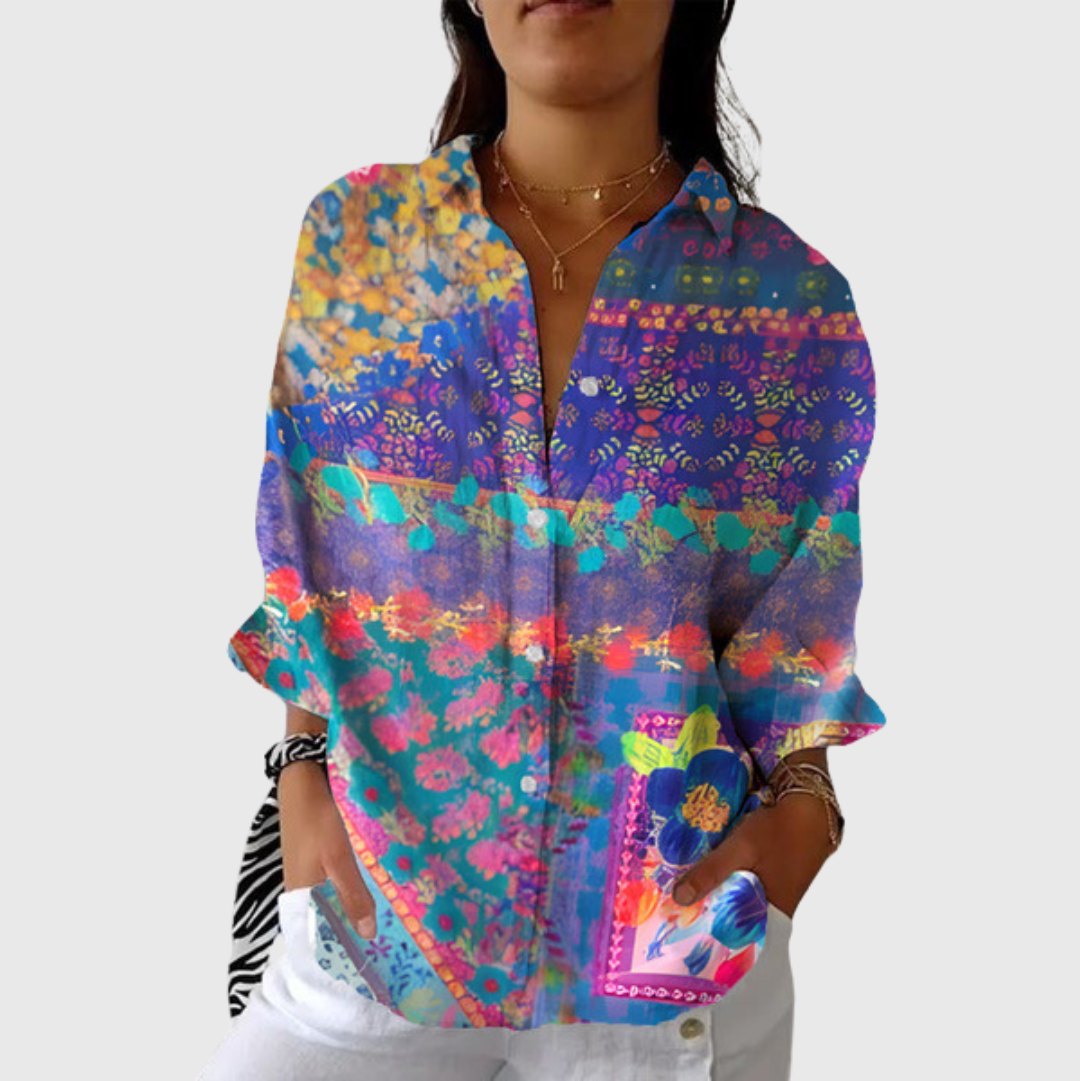 Helle und farbenfrohe bedruckte Bluse
