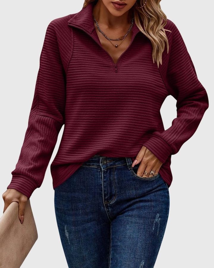 Christine | Eleganter Pullover mit halbem Reissverschluss