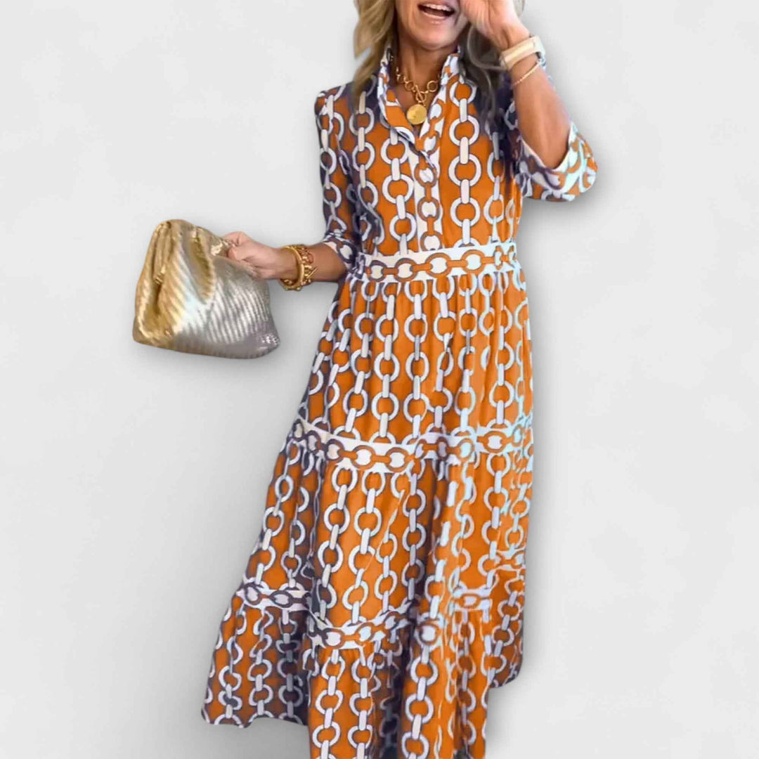 JULIANA | MIDI KLEID MIT KETTENMUSTER
