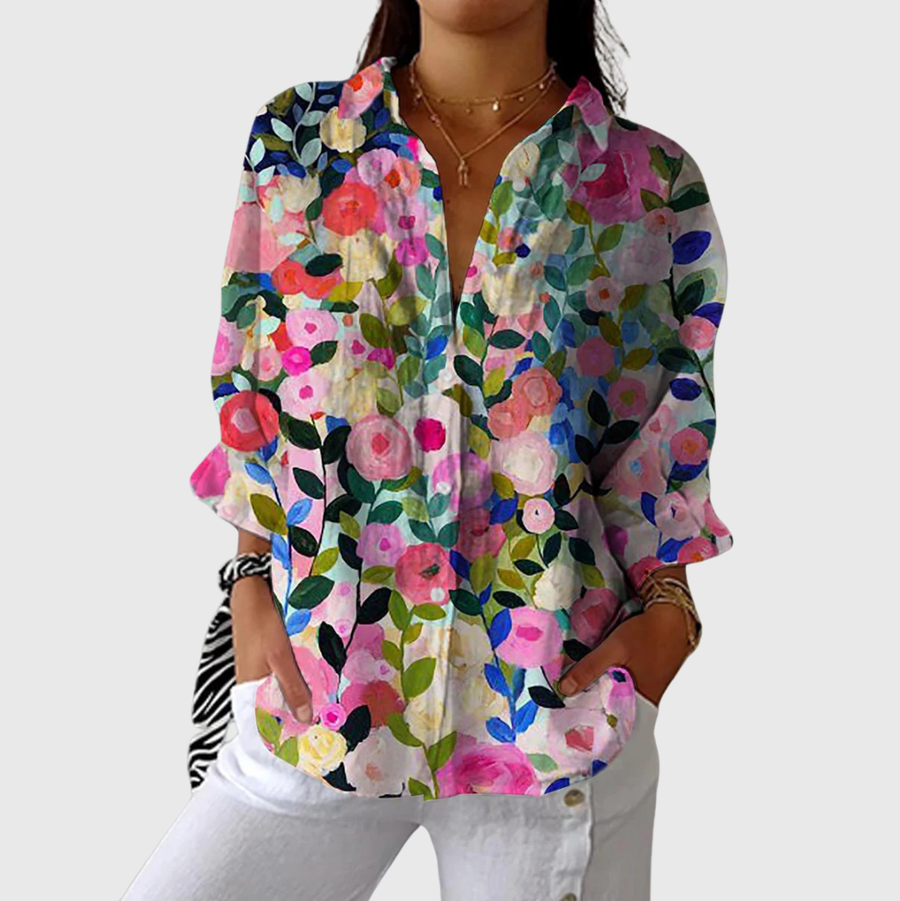 Helle und farbenfrohe bedruckte Bluse