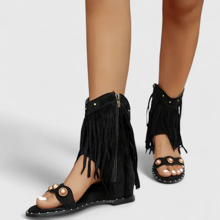 Eira - Schicke Fransen Sandalen
