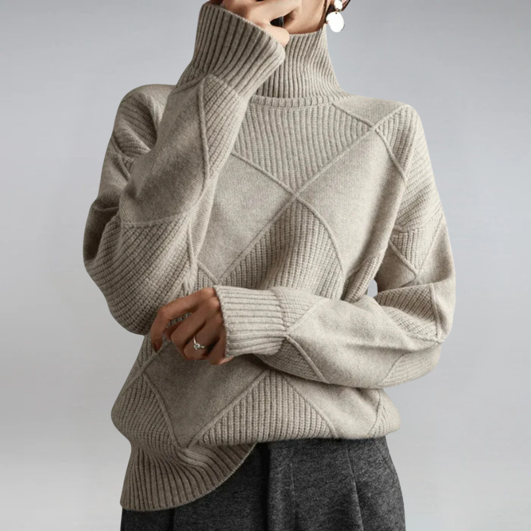 Lauren | Luxurieller Kaschmirpullover mit hohem Kragen
