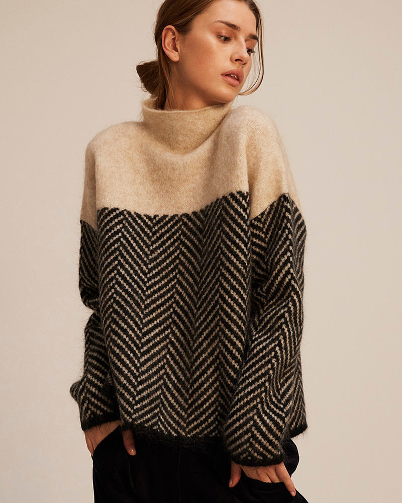 Norah | Baumwollpullover mit hohem Kragen