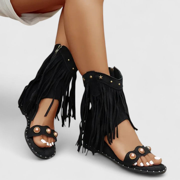 Eira - Schicke Fransen Sandalen