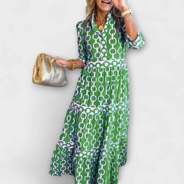 JULIANA | MIDI KLEID MIT KETTENMUSTER