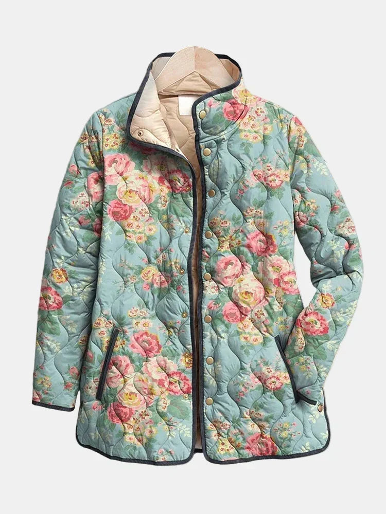 Elara | Gequiltete Blumenmusterjacke