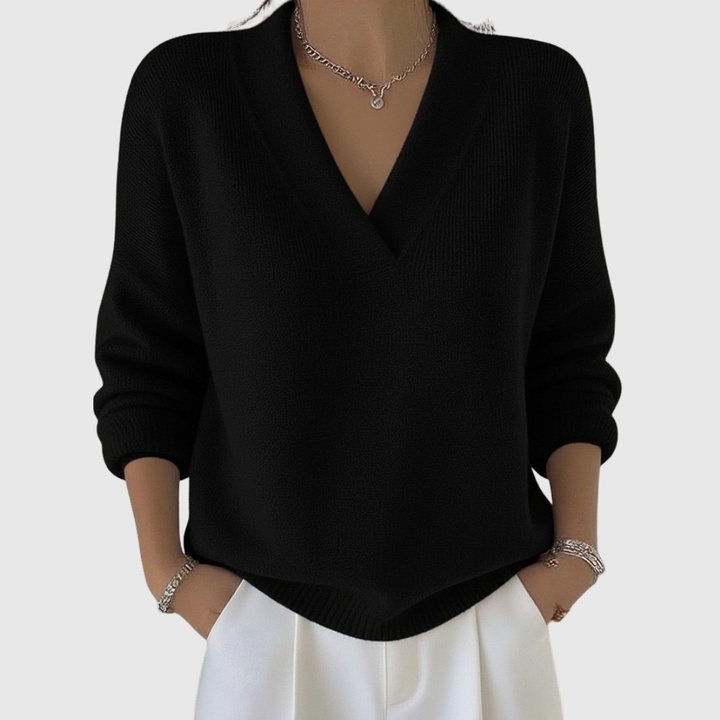 Faye | Weicher V-Ausschnitt Pullover im Relaxed Fit