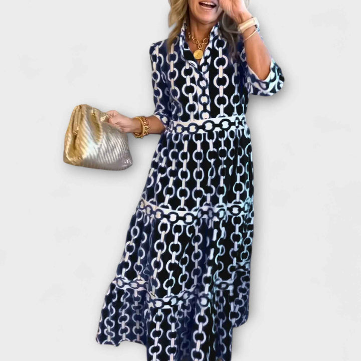 JULIANA | MIDI-KLEID MIT KETTENMUSTER