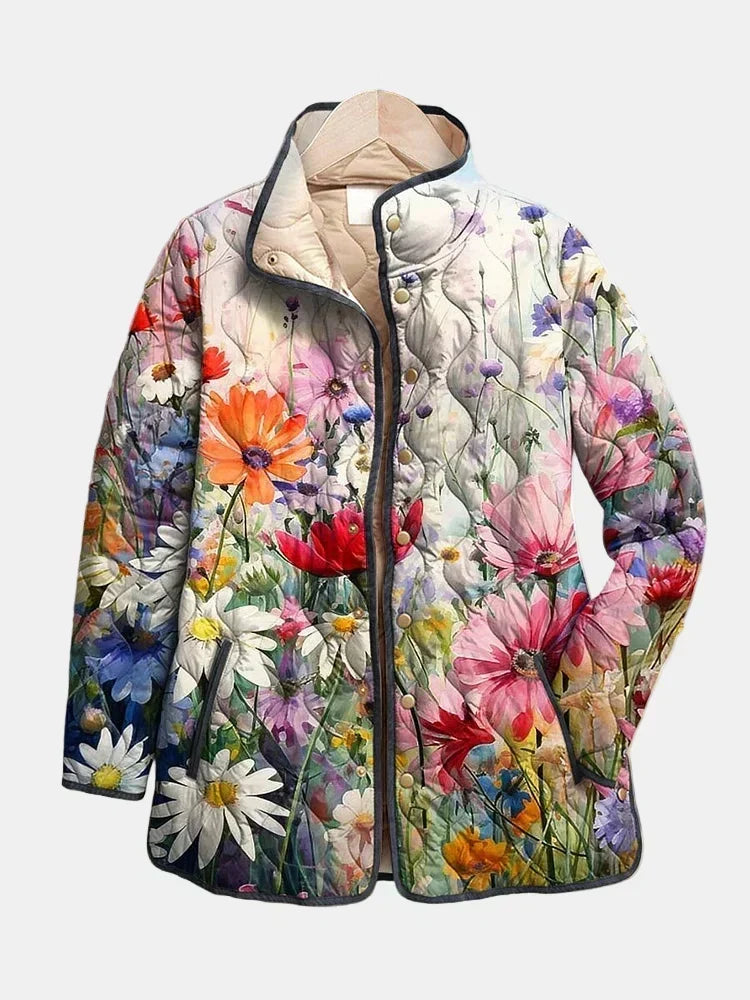 Kaia | Charmante Vintage-Blumenmuster gesteppte Jacke