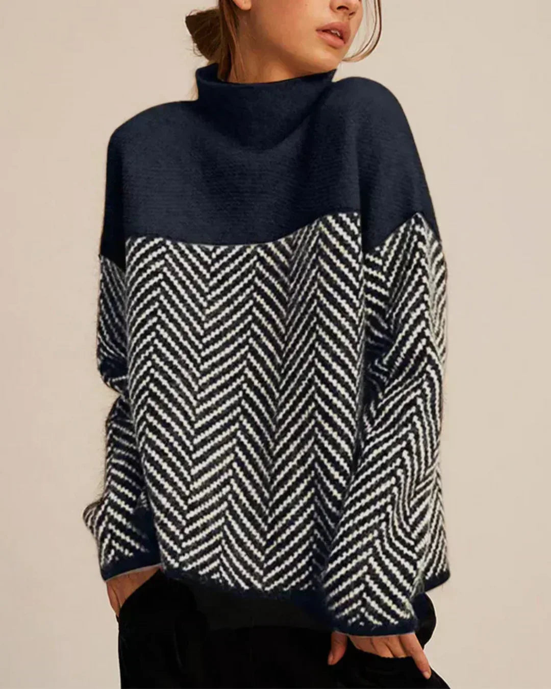 Norah | Baumwollpullover mit hohem Kragen