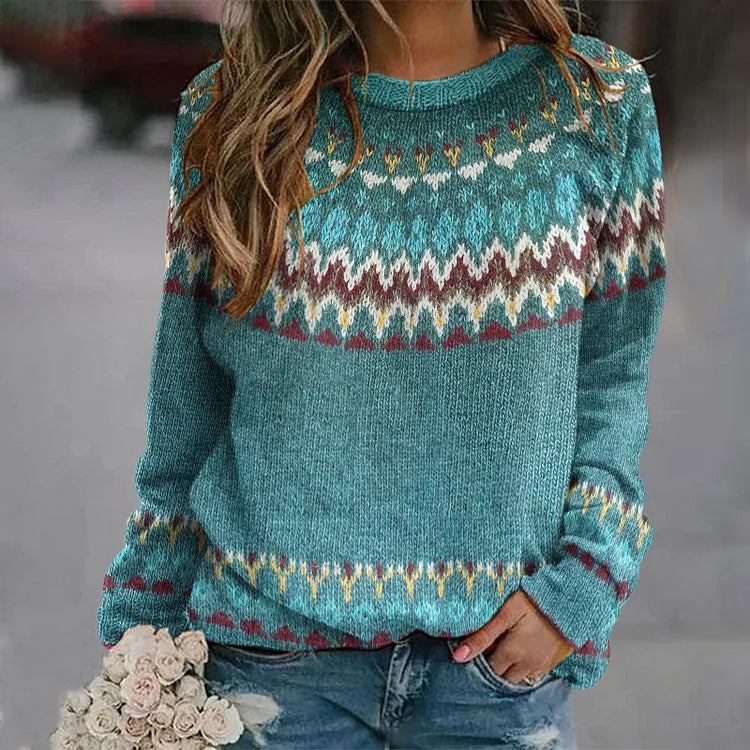 Regina | Sweater mit Retro-Wellenmuster