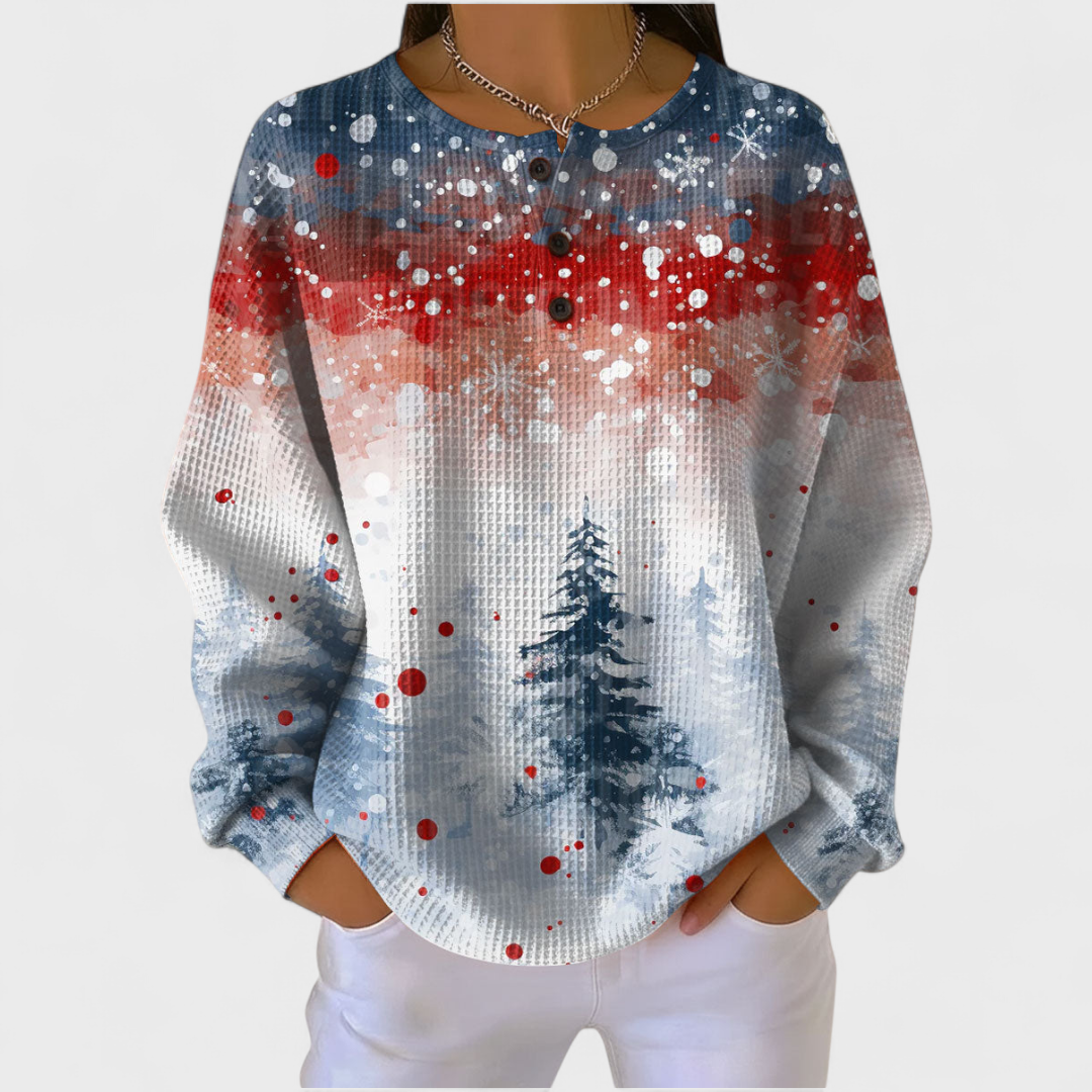 Valérie | Weihnachtspullover mit einem süssen Tannenbaum-Motiv