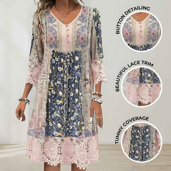 NAYA | MIDI KLEID FLIEssENDE BOHO LUXUS