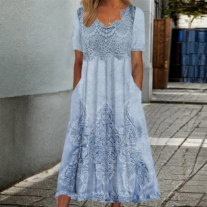 INDIGO | ELEGANTE MIDI BLUMENKLEID