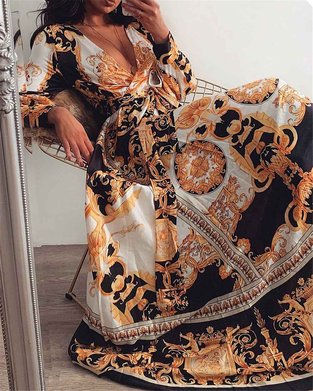 Faye - Boho Gedrucktes Kleid