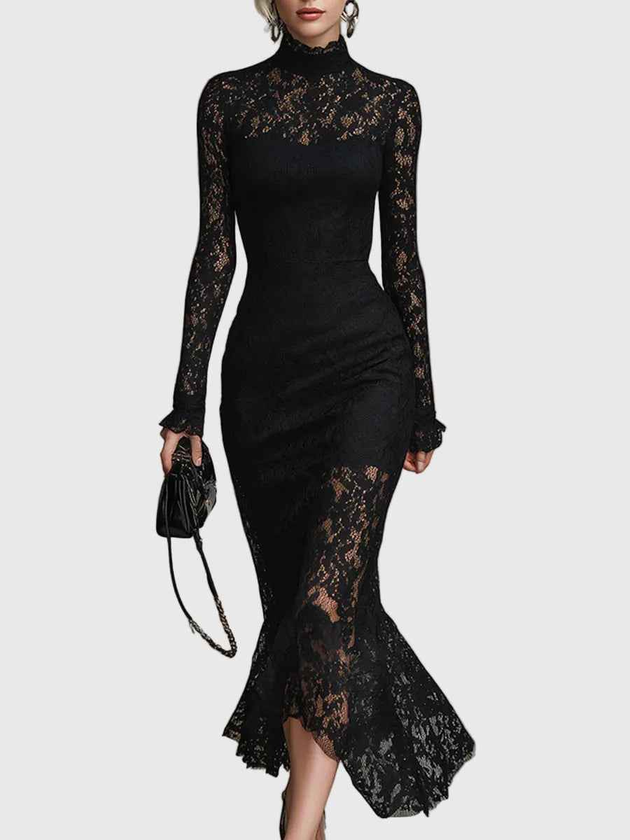 Monica | Maxikleid mit Eleganten Kanten und Ausgestelltem Saum