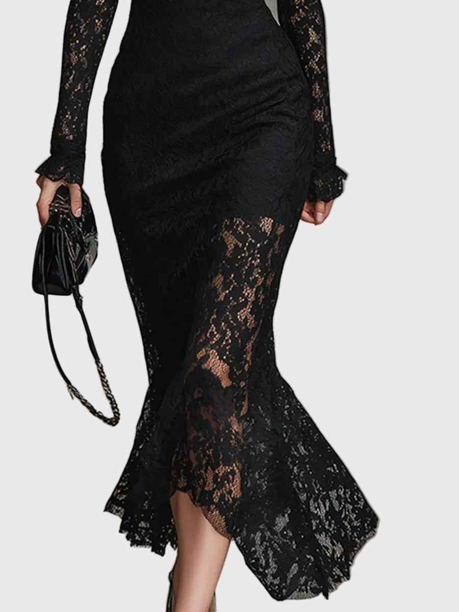 Monica | Maxikleid mit Eleganten Kanten und Ausgestelltem Saum
