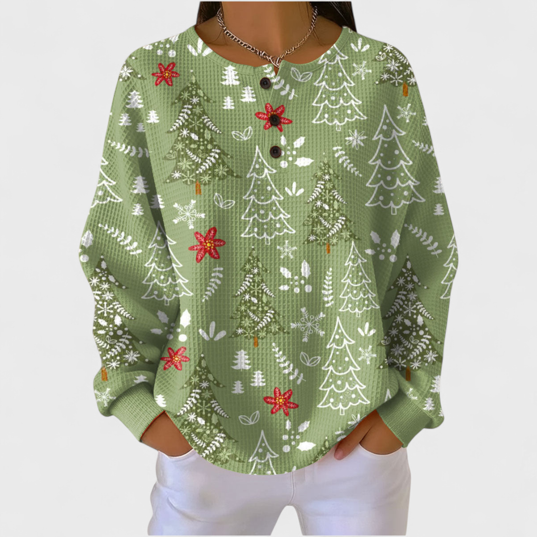 Véronique | Pullover mit einem schneebedeckten Tannenbaum