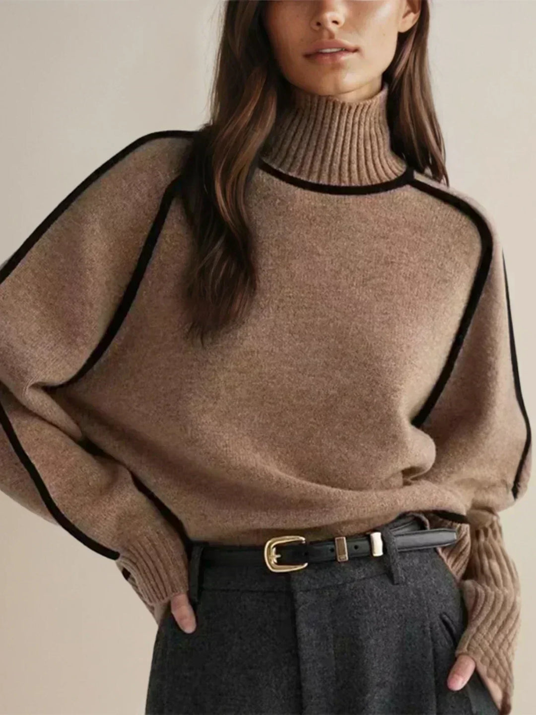 Sandrine | Eleganter Pullover mit hohem Kragen