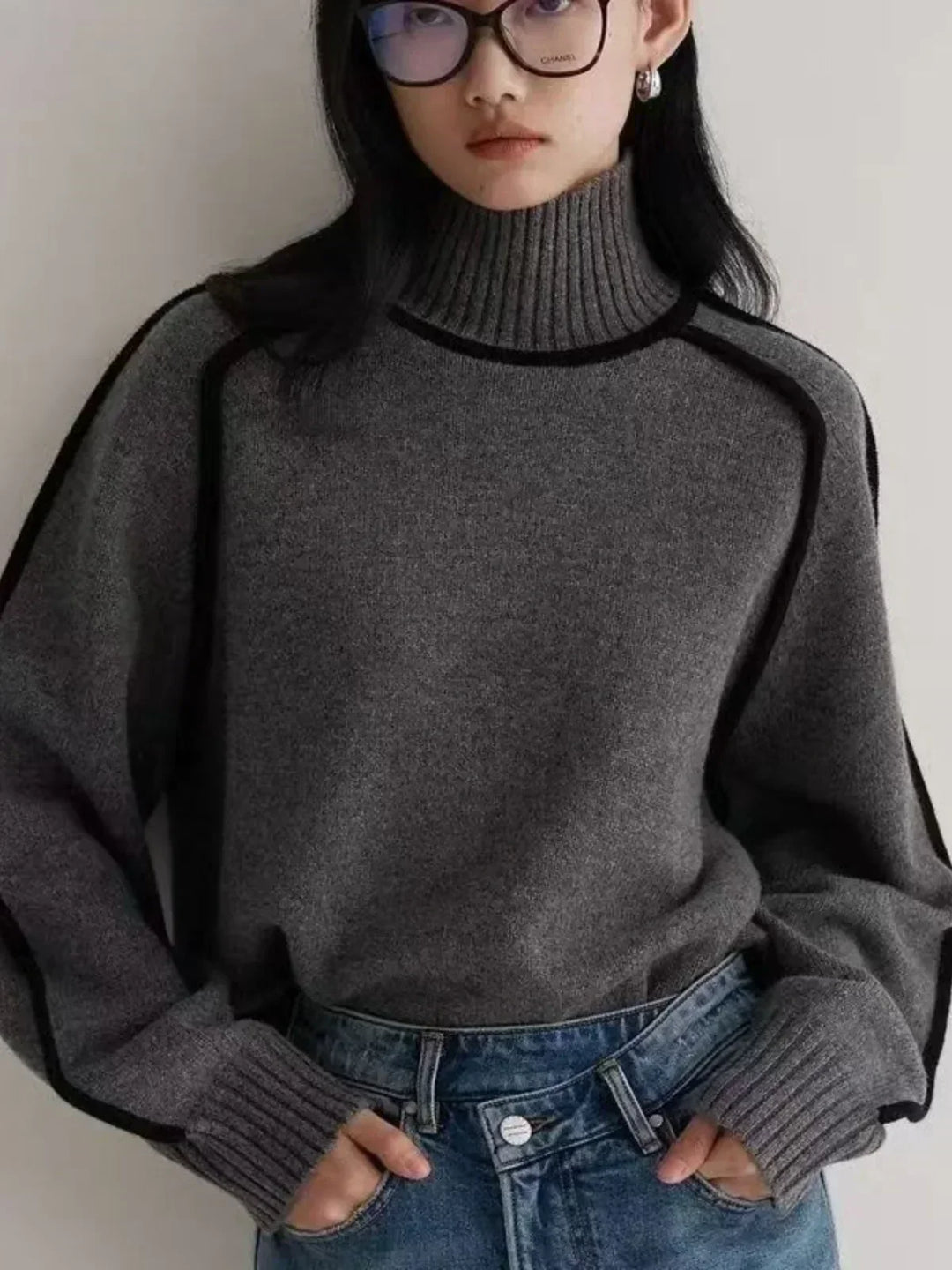 Sandrine | Eleganter Pullover mit hohem Kragen