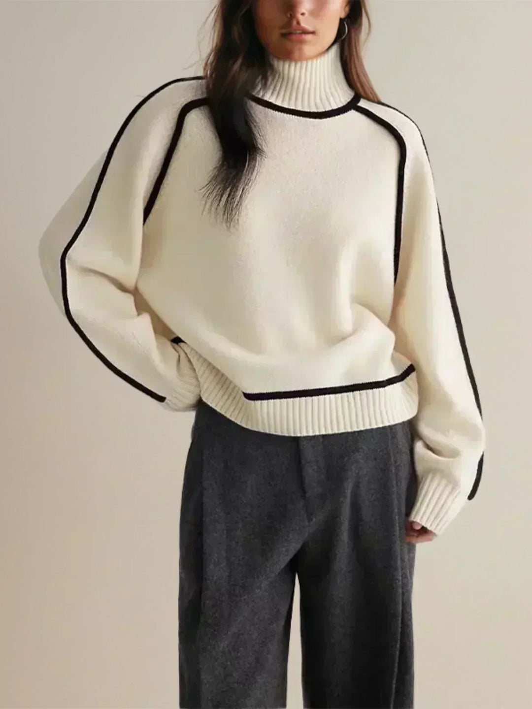 Sandrine | Eleganter Pullover mit hohem Kragen