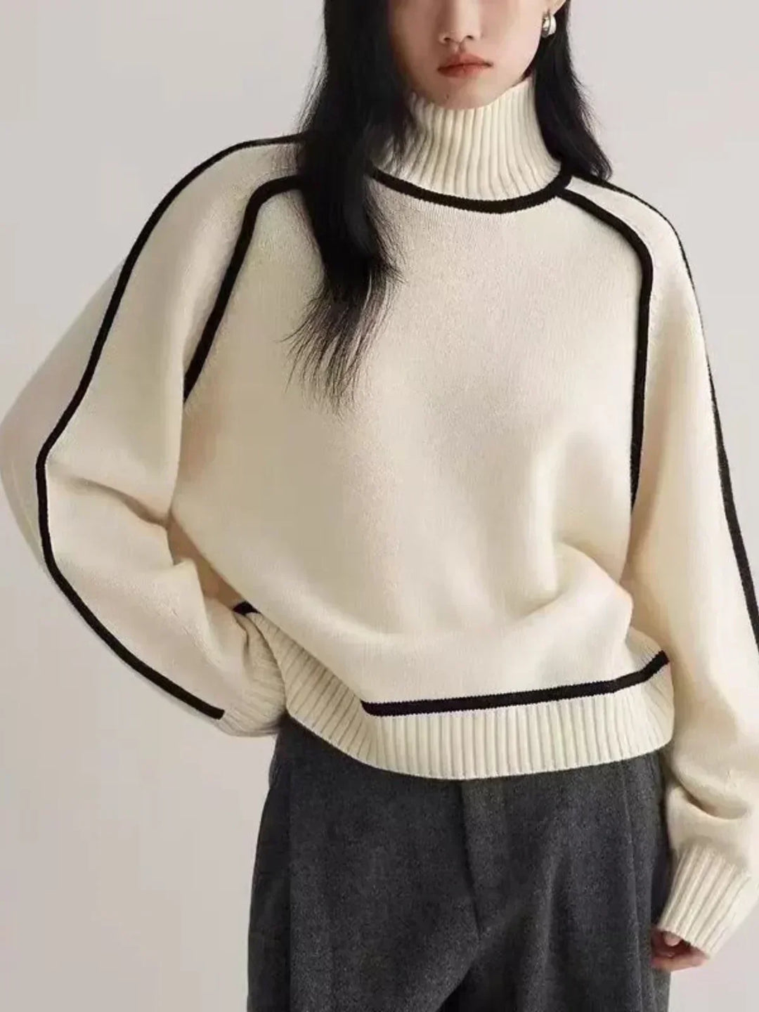 Sandrine | Eleganter Pullover mit hohem Kragen