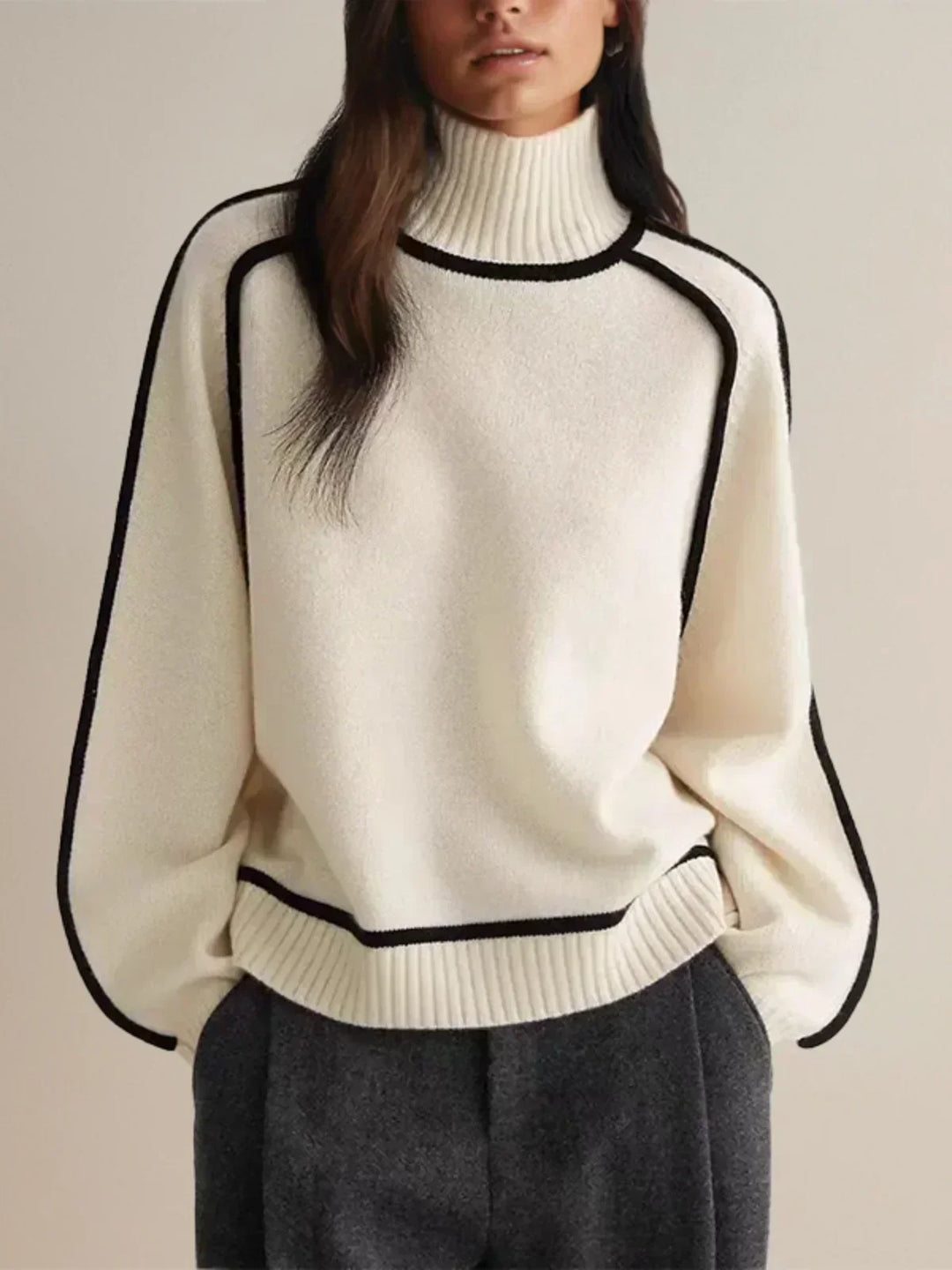 Sandrine | Eleganter Pullover mit hohem Kragen