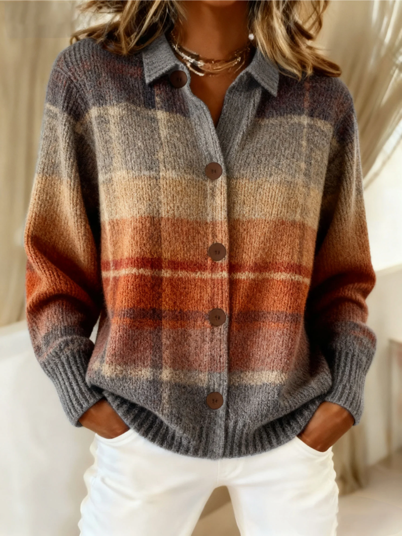 Edith | Herbst Ombre Karo Cardigan