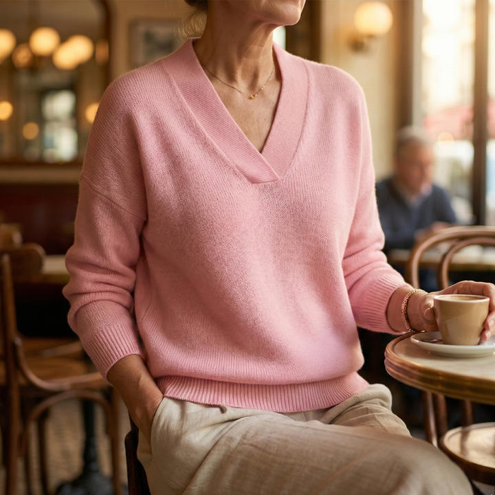 Faye | Weicher V-Ausschnitt Pullover im Relaxed Fit