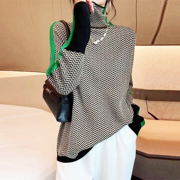 Éléonore | Luxus Rollkragenpullover in Chevron