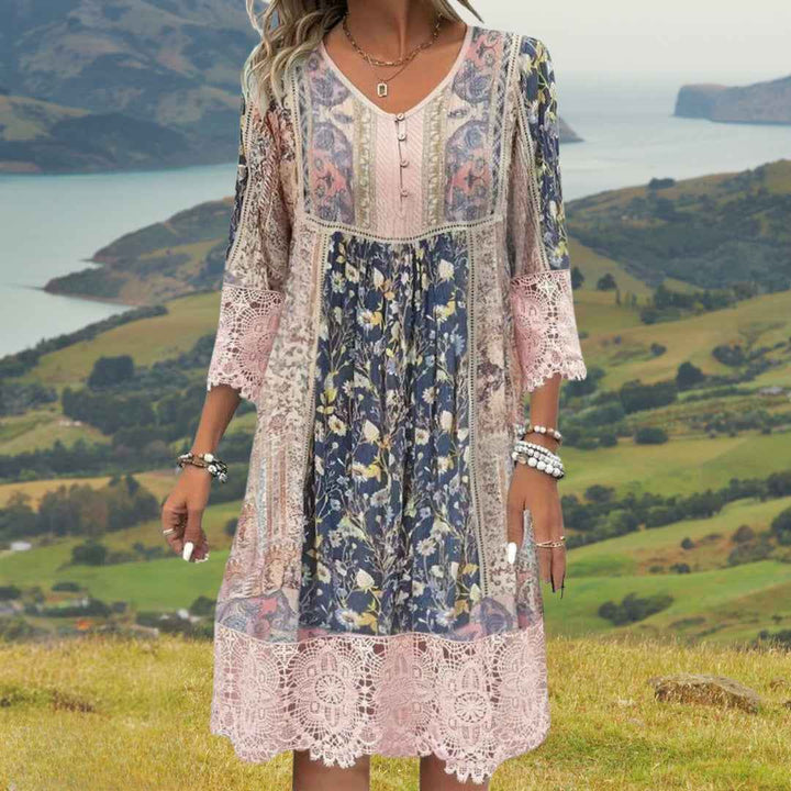 NAYA | MIDI KLEID FLIEssENDE BOHO LUXUS