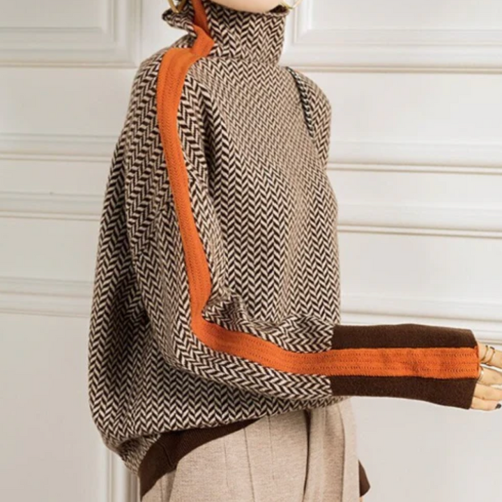 Éléonore | Luxus Rollkragenpullover in Chevron