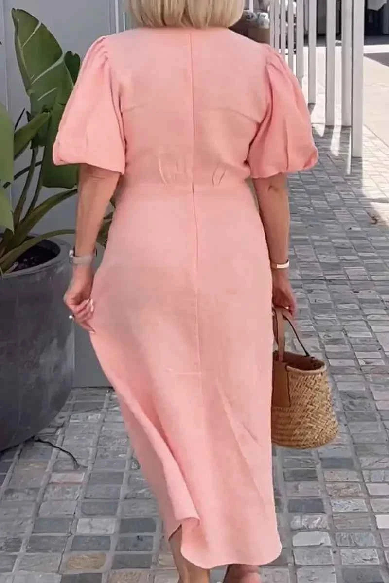 LYNORA | ELEGANTES MIDI-KLEID MIT V-AUSSCHNITT