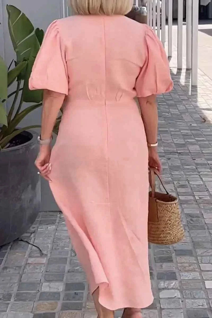 LYNORA | ELEGANTE MIDI-KLEID MIT V-AUSSCHNITT