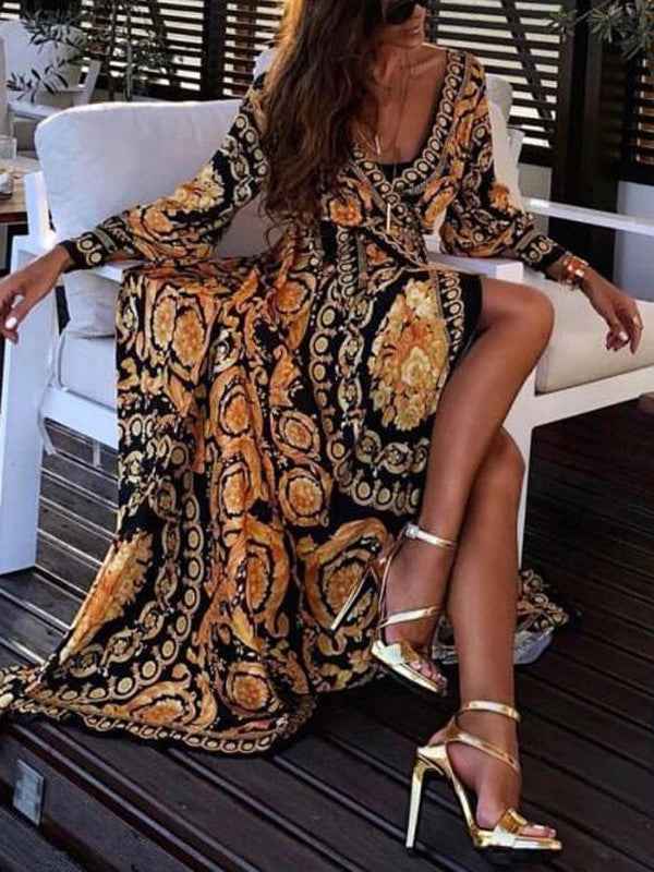 Faye - Boho Gedrucktes Kleid